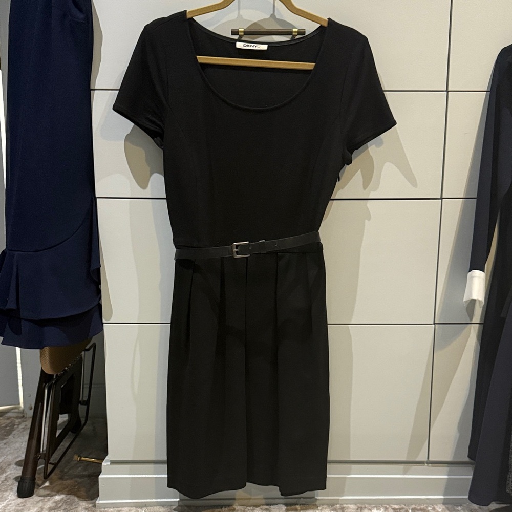 DKNYC Black Midi Dress with Belt